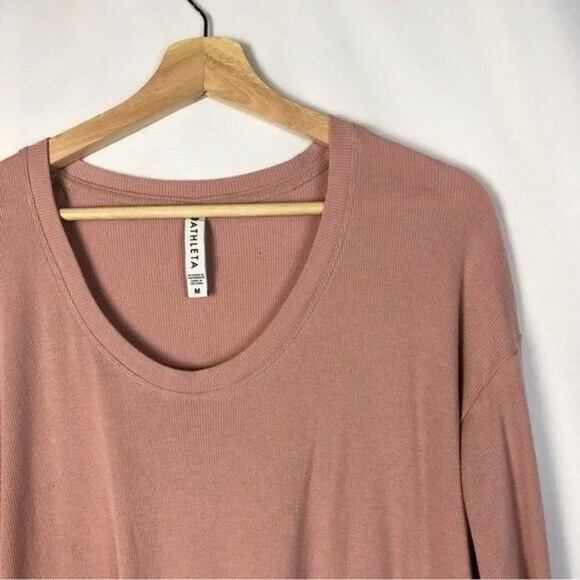 Athleta Cloudlight Ribbed Stratus Mauve Pink Long Sleeve T-Shirt M - Picture 4 of 5